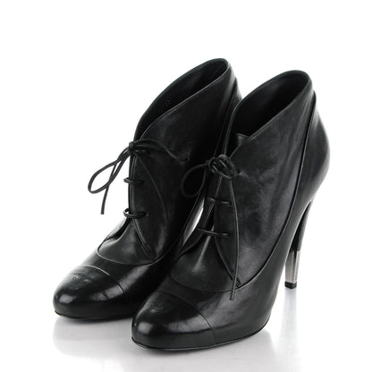 Chanel Lambskin Lacets Cap Toe Booties 40.5 Black 3 of 9