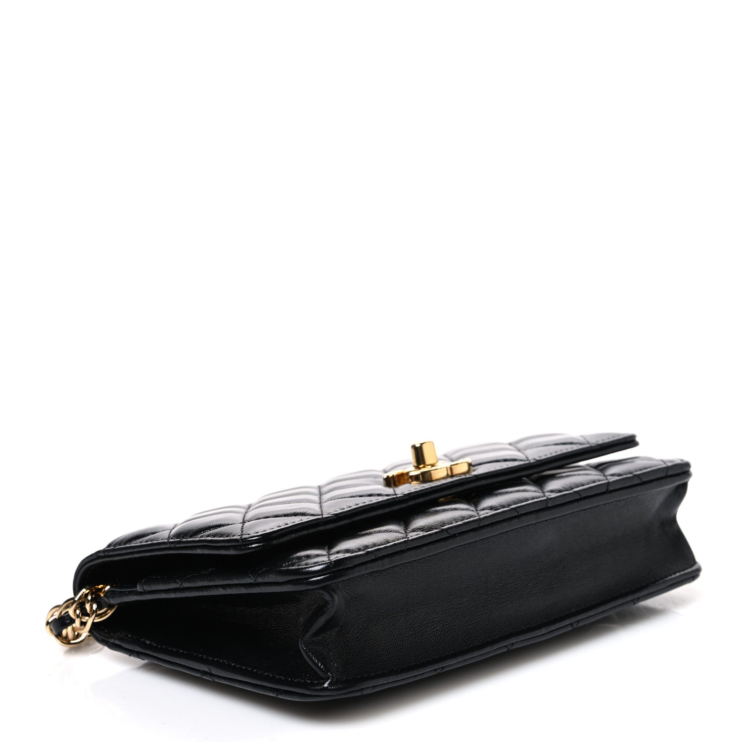 Chanel Shiny Lambskin Quilted Golden Links Wallet On Chain WOC Black 4 of 11