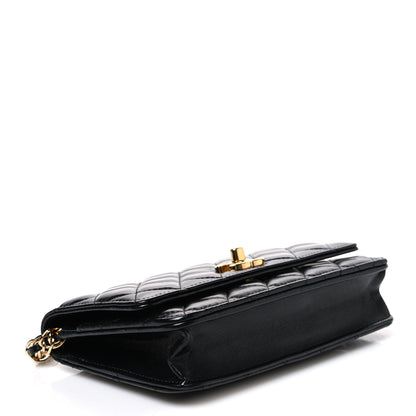 Chanel Shiny Lambskin Quilted Golden Links Wallet On Chain WOC Black 4 of 11