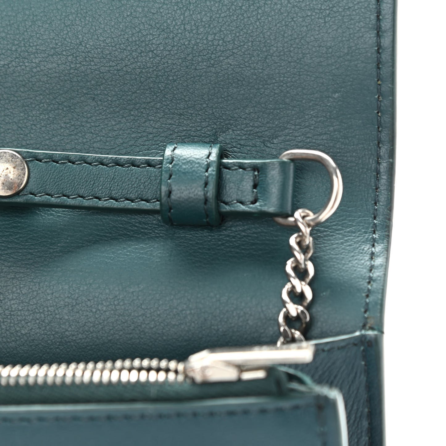Smooth Lambskin Frame Evening Chain Clutch Mineral Dark Green