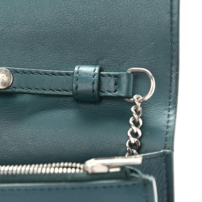 Celine Smooth Lambskin Frame Evening Chain Clutch Mineral Dark Green 14 of 19
