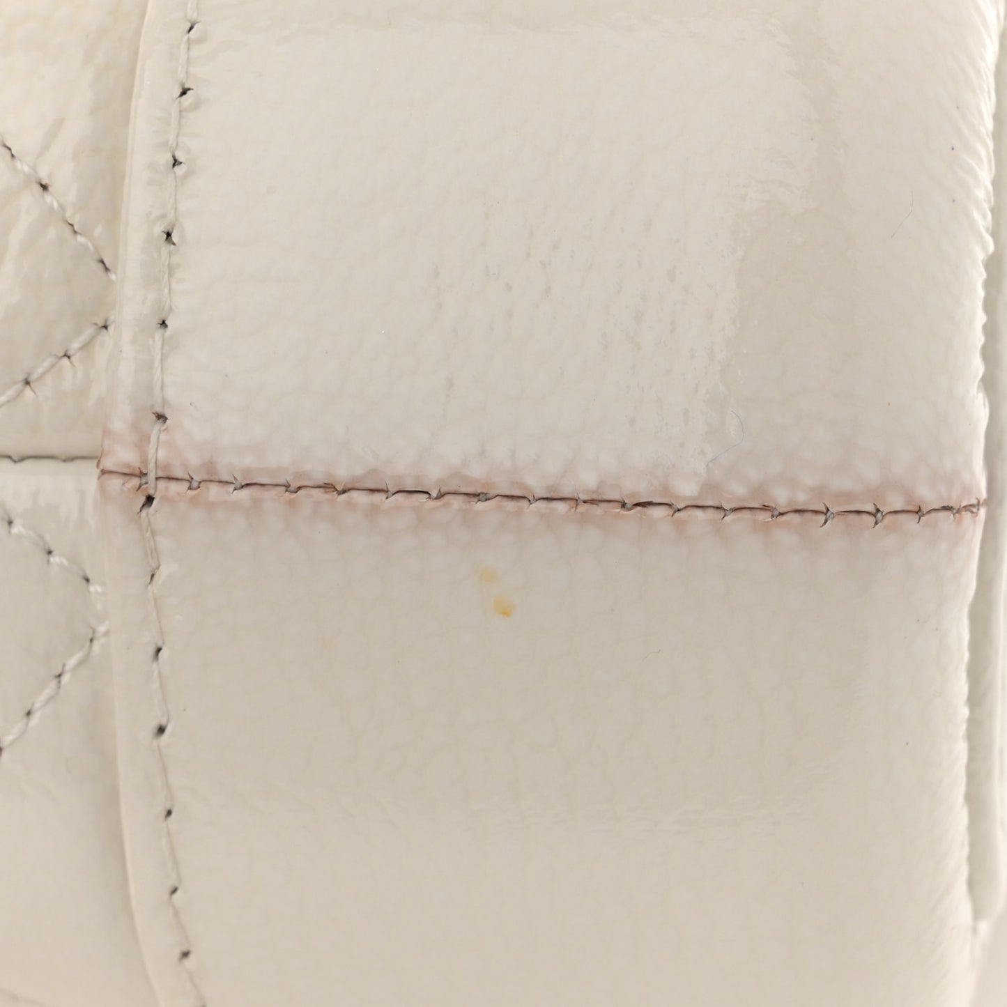 Patent Goatskin Quilted Small Gabrielle Hobo White