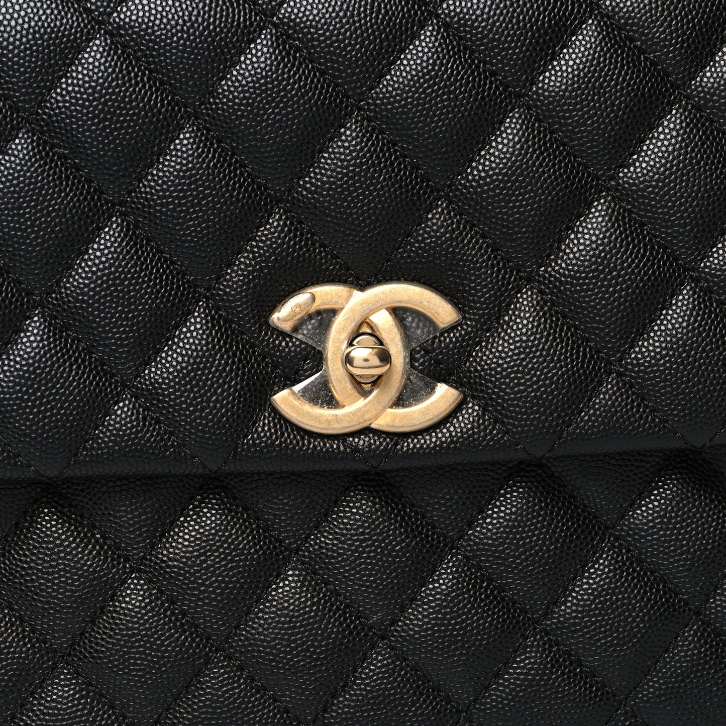 Caviar Lizard Quilted Medium Coco Handle Flap Black