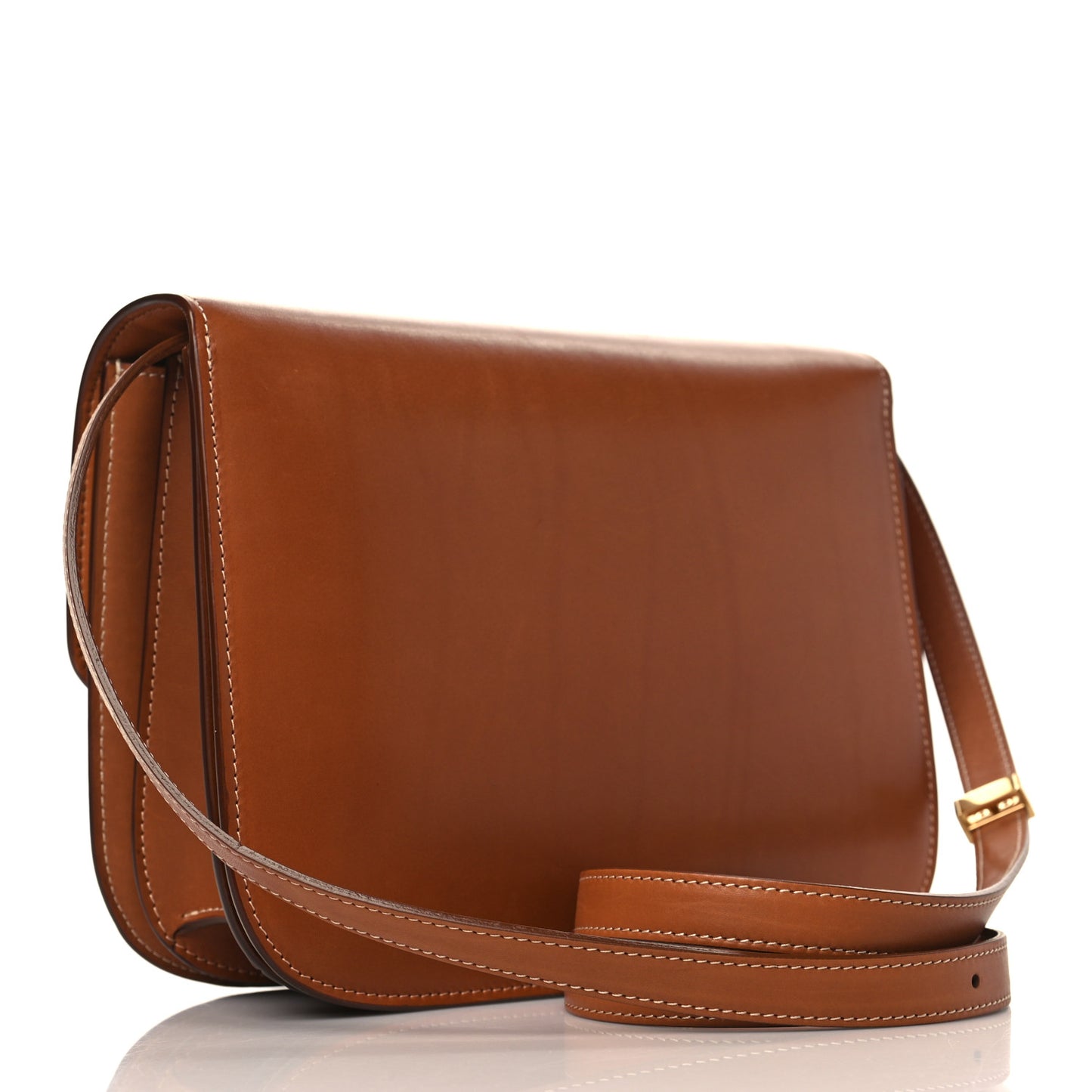 Natural Calfskin Medium Classic Box Flap Bag Tan