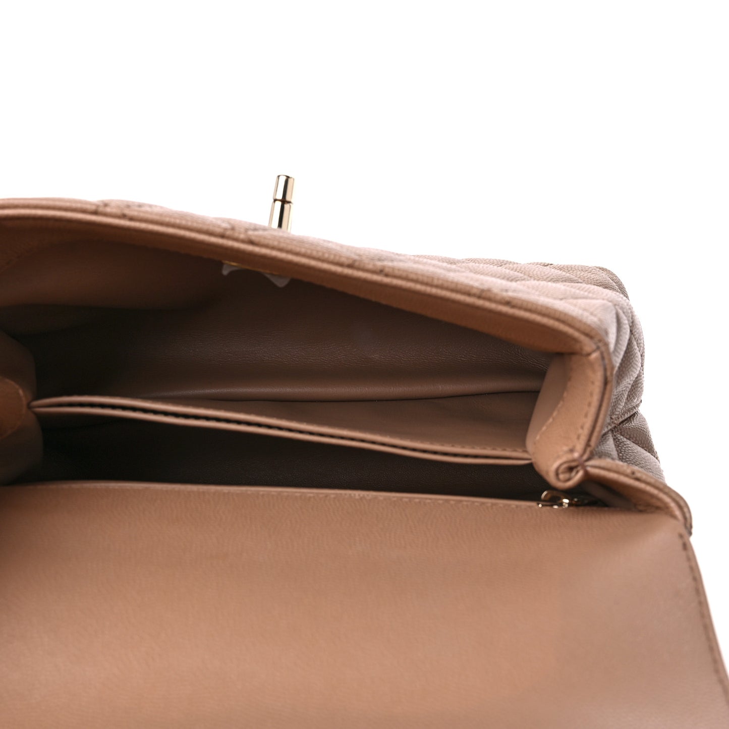 Caviar Quilted Mini Coco Handle Flap Beige