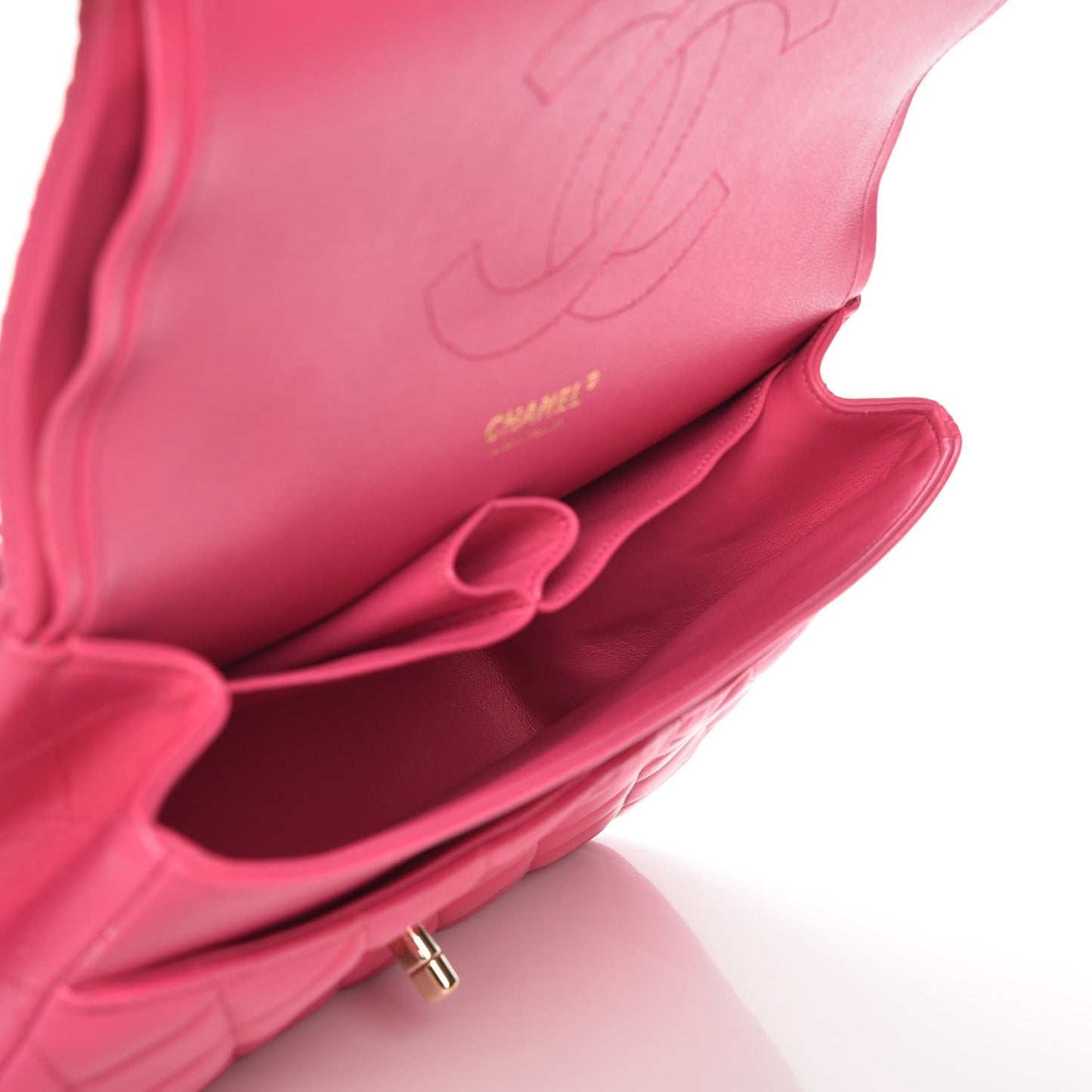 Lambskin Quilted Jumbo Double Flap Fuchsia