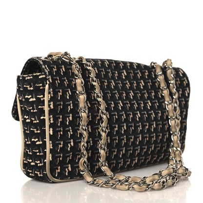 Chanel Canvas Lambskin Medium Flap Black Beige Multicolor 3 of 10