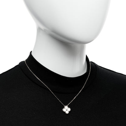 Van Cleef & Arpels 18K Rose Gold Diamond Grey Mother of Pearl Vintage Alhambra Pendant Necklace 2 of 6
