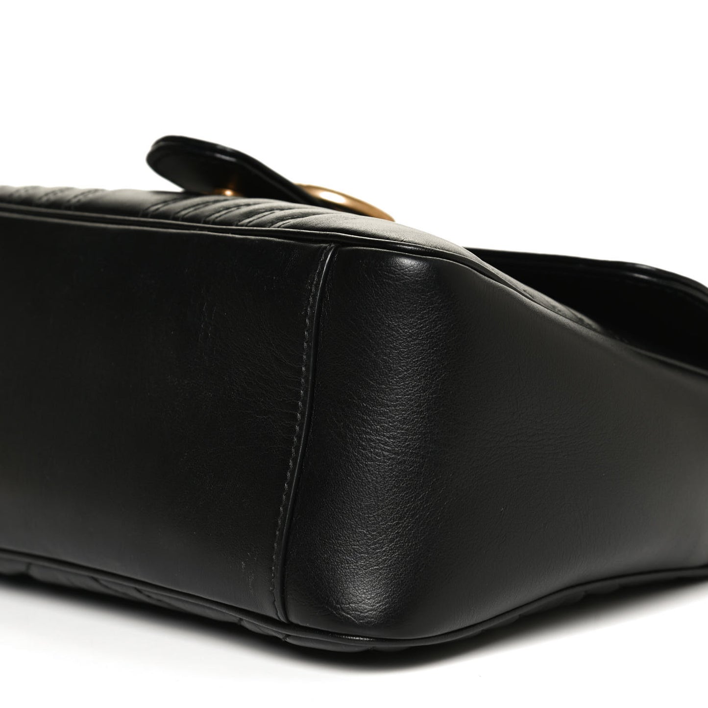 Calfskin Matelasse Small GG Marmont Top Handle Shoulder Bag Black