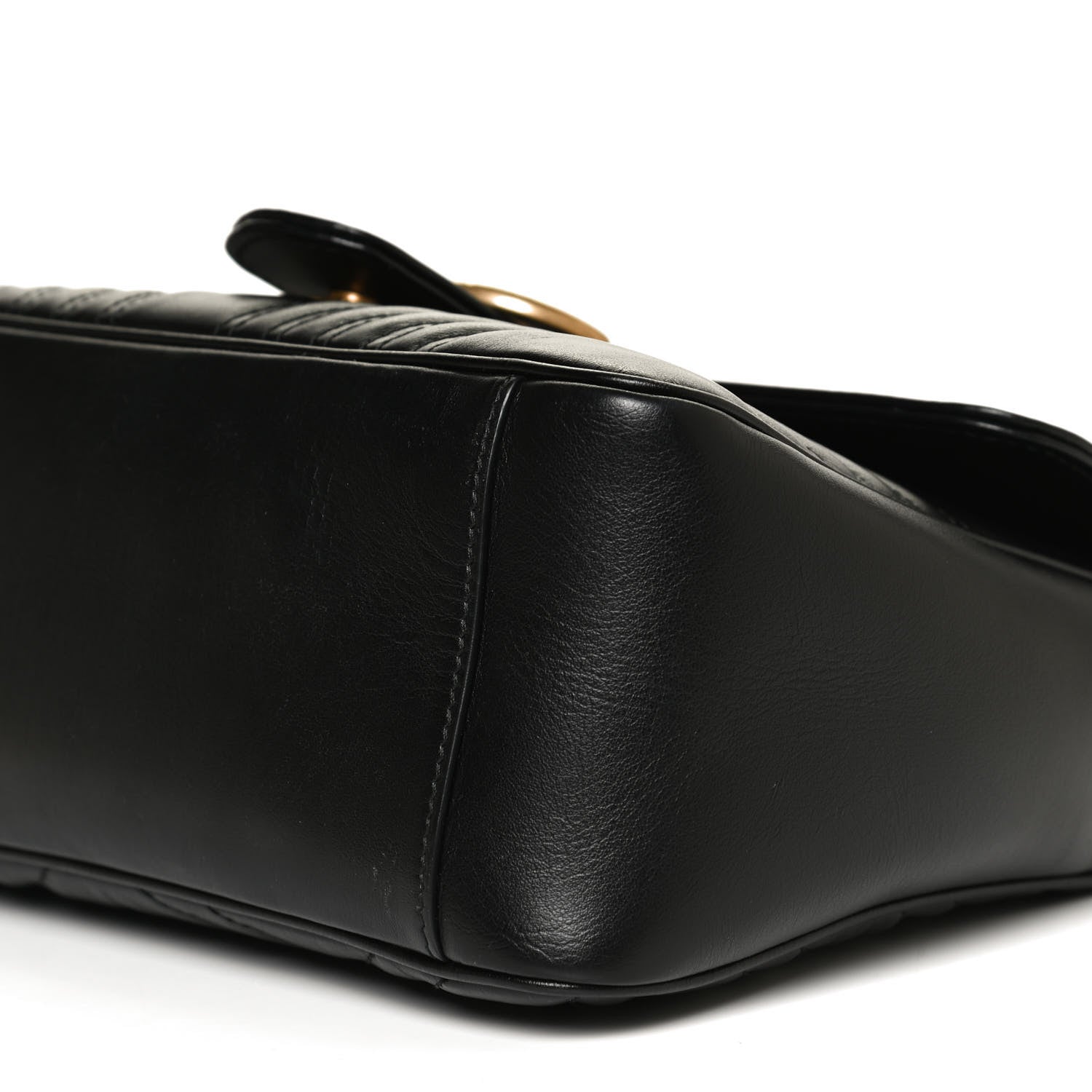 Gucci Calfskin Matelasse Small GG Marmont Top Handle Shoulder Bag Black 11 of 11