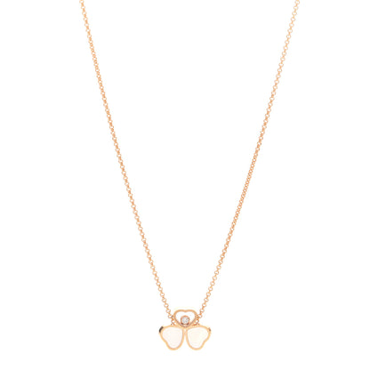 Chopard 18K Rose Gold Diamond Mother of Pearl 3 Happy Hearts Necklace 1 of 5