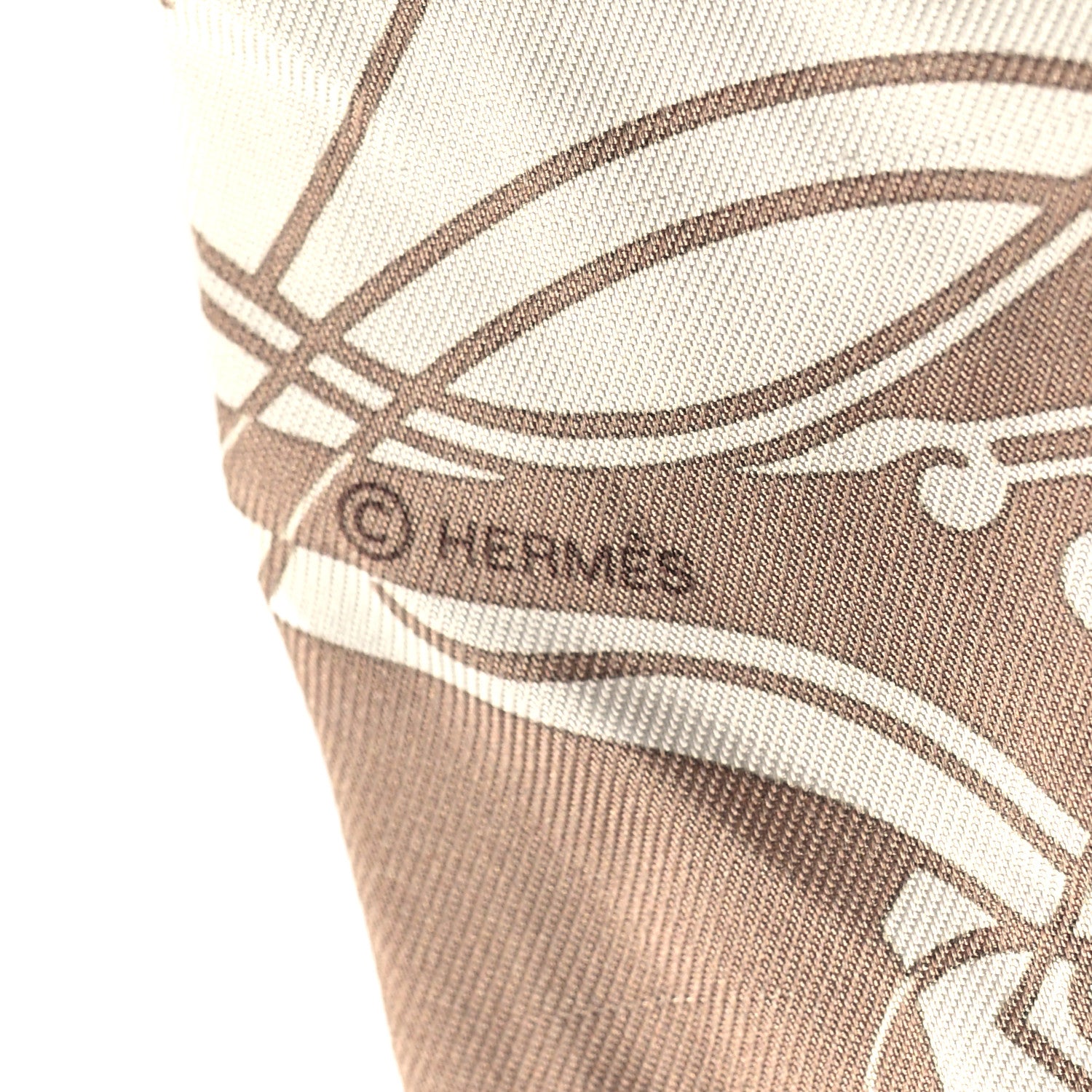 Hermes Silk Ex-Libris Twilly Beige White Caramel 4 of 4