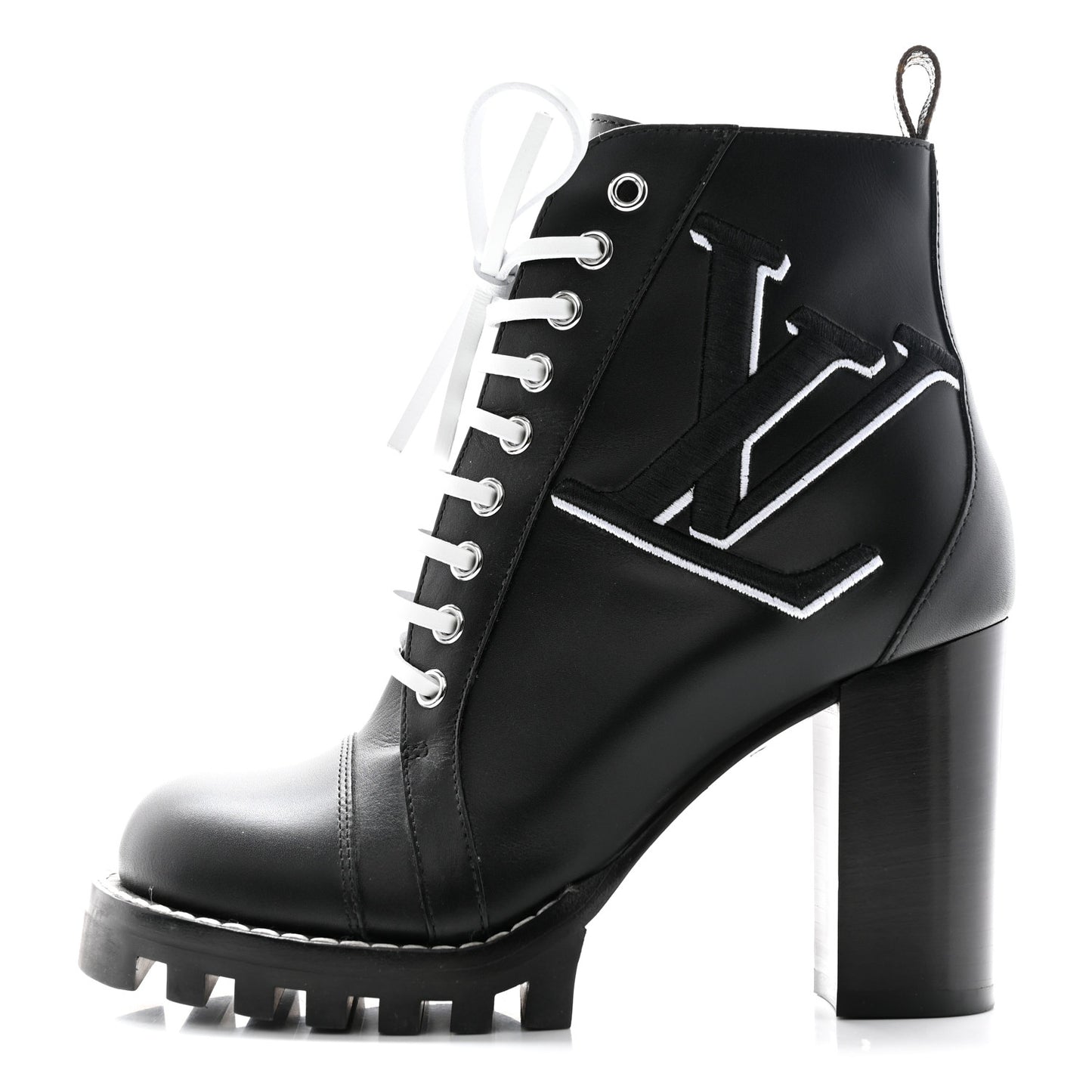 LOUIS VUITTON Patent Calfskin Monogram Star Trail Ankle Boots 37 Black