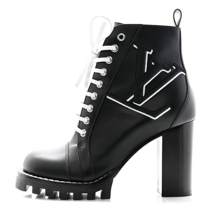 Louis Vuitton LOUIS VUITTON Patent Calfskin Monogram Star Trail Ankle Boots 37 Black 1 of 7