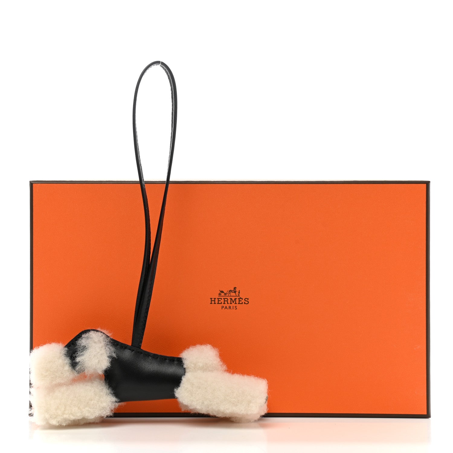 Hermes Milo Lambskin Shearling Budy Charm Black 5 of 5