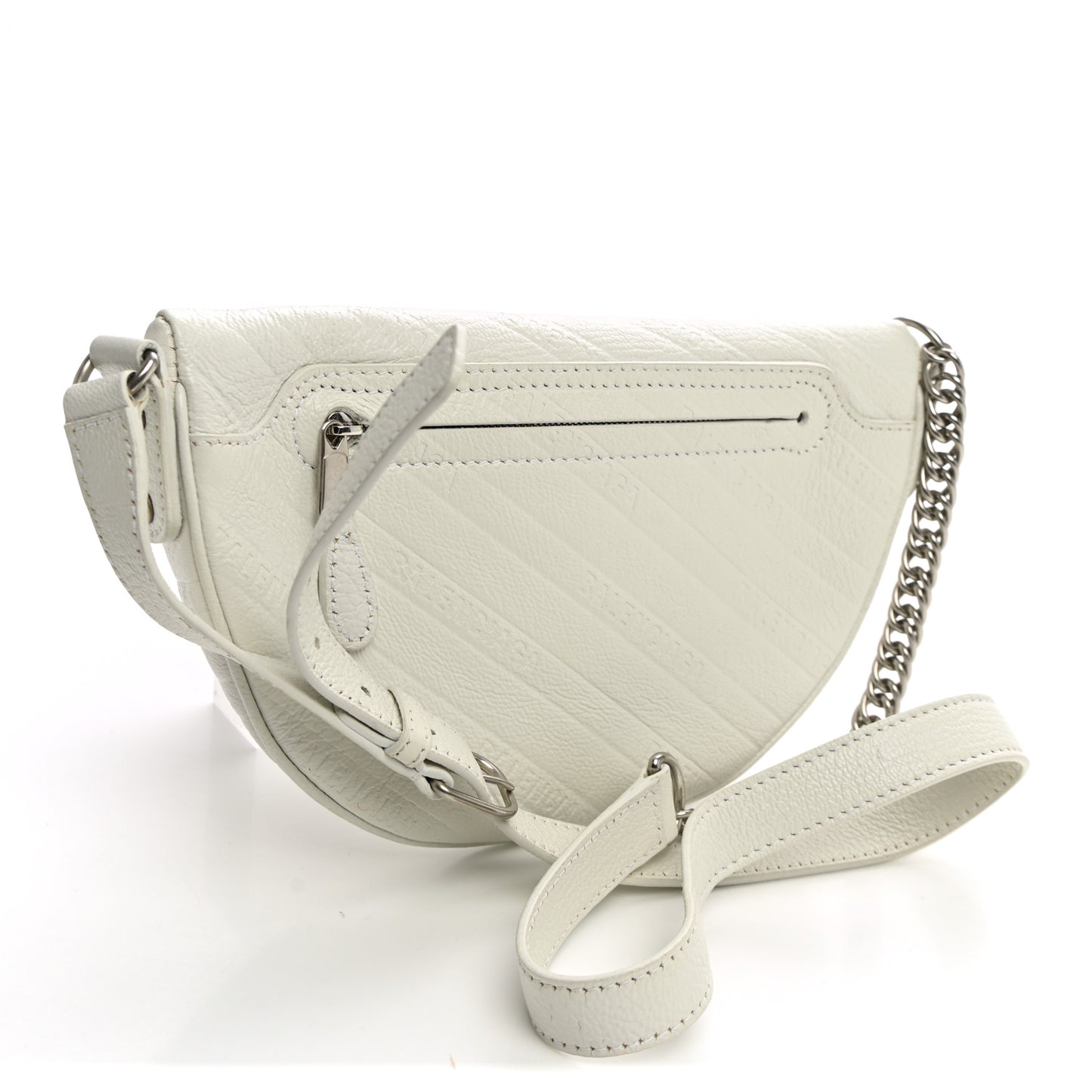 Shiny Goatskin Allover Logo Embossed XXS Souvenir Belt Bag White