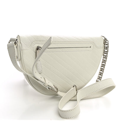 Balenciaga Shiny Goatskin Allover Logo Embossed XXS Souvenir Belt Bag White 2 of 9