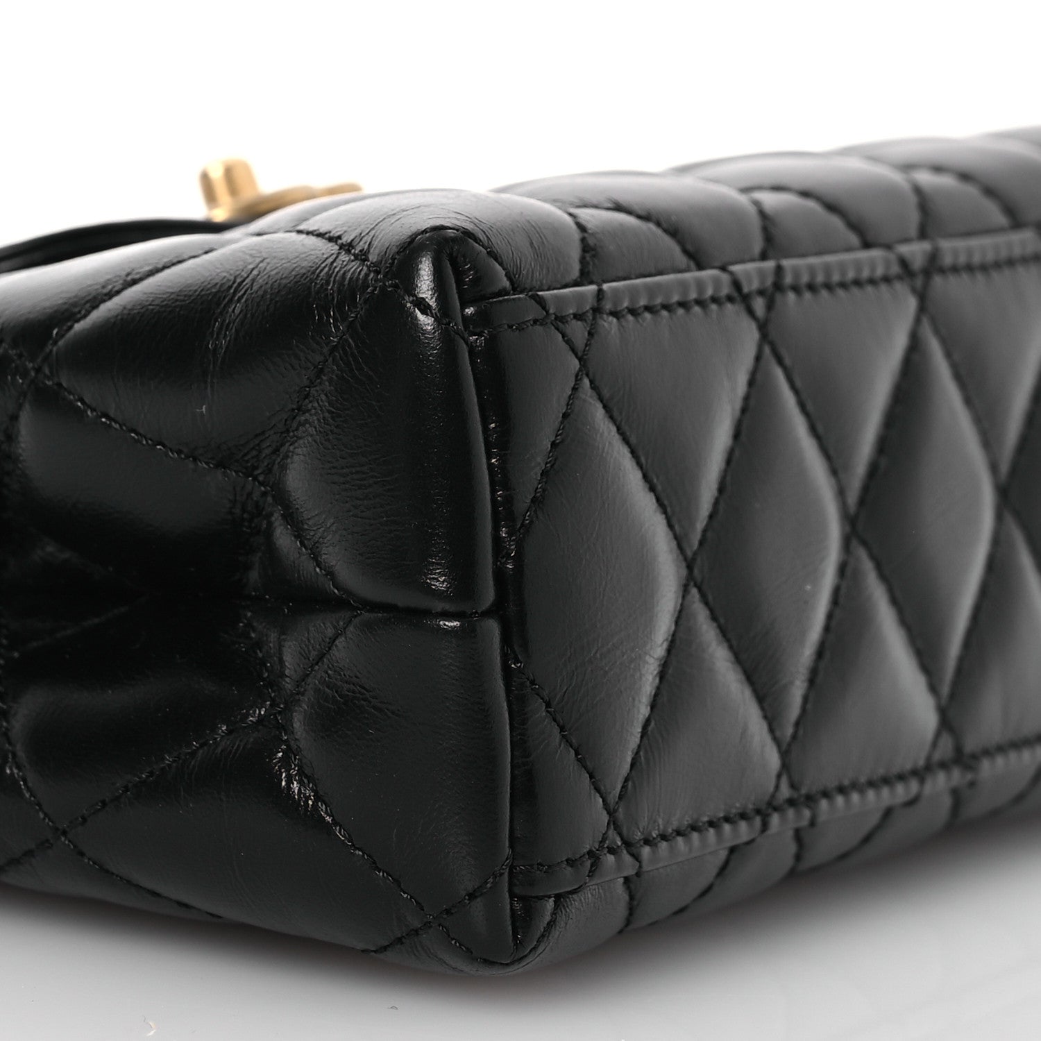 Chanel Shiny Aged Calfskin Quilted Nano Kelly Shopper Black 9 of 13
