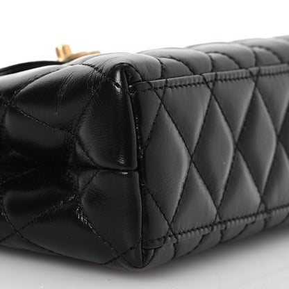 Chanel Shiny Aged Calfskin Quilted Nano Kelly Shopper Black 9 of 13