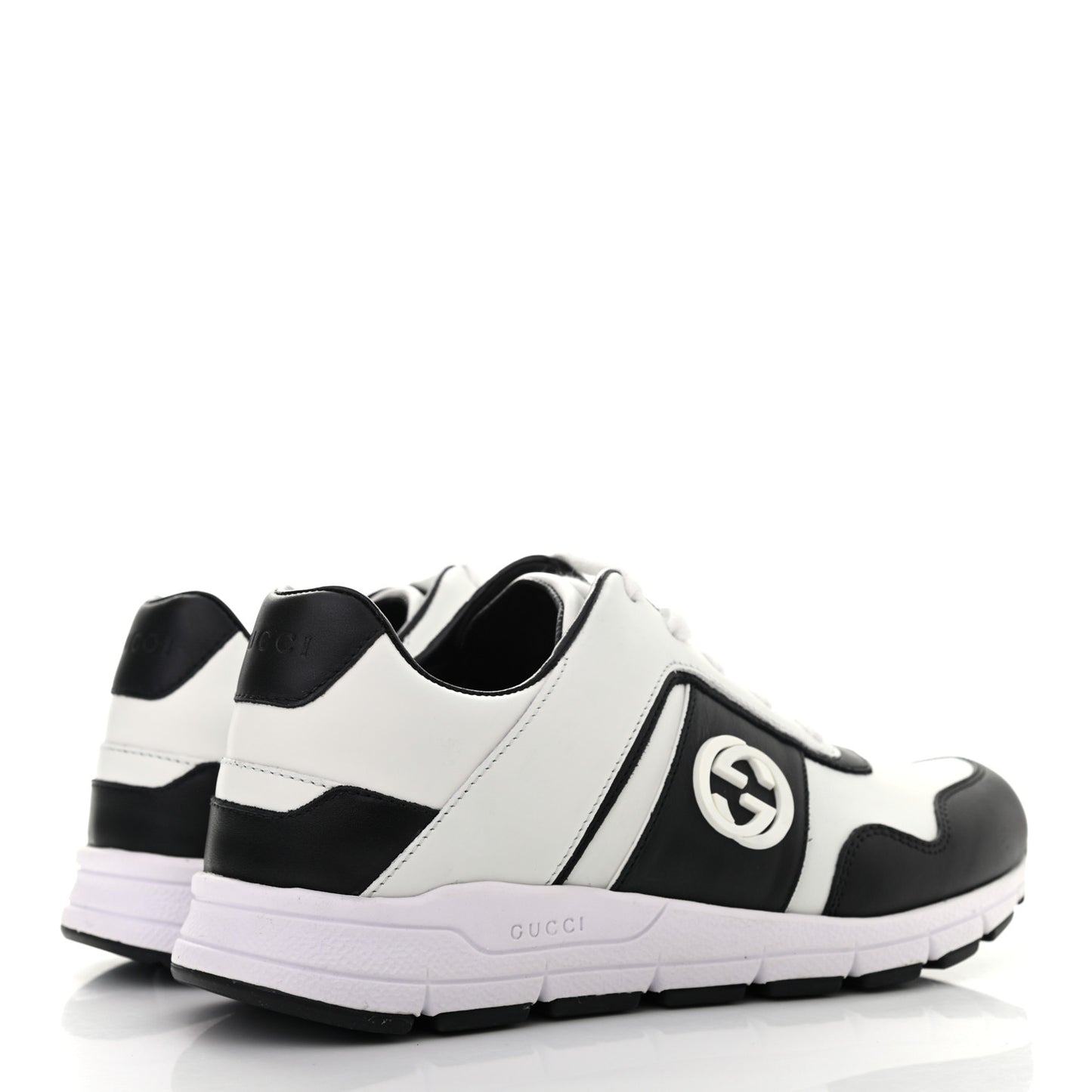 Calfskin Womens Interlocking G Sneakers 35.5 Black White