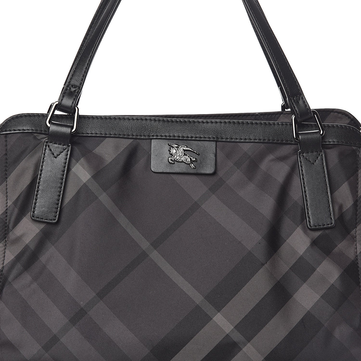 Burberry Nylon Check Small Buckleigh Packable Tote Charcoal 6 of 8