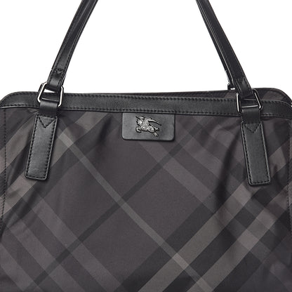 Burberry Nylon Check Small Buckleigh Packable Tote Charcoal 6 of 8