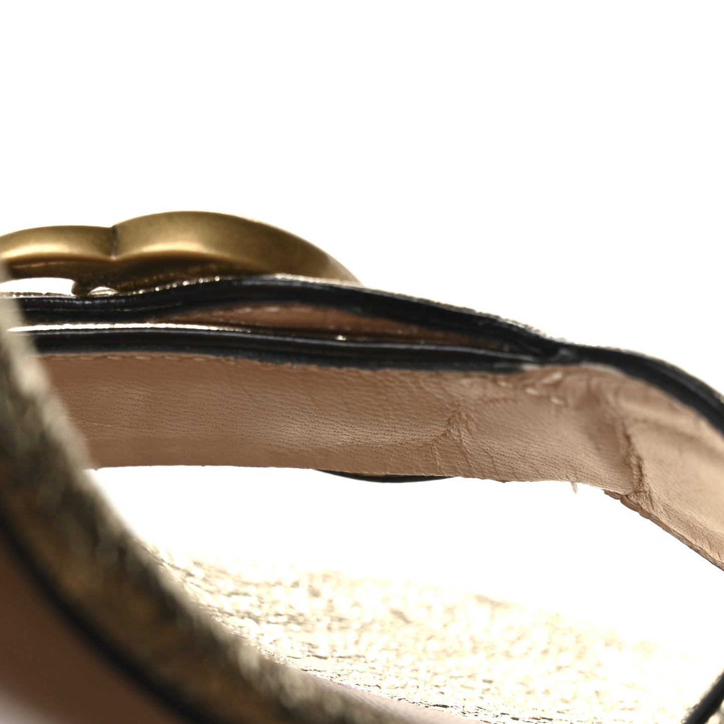 Galassia GG Marmont Ankle Wrap 75mm Sandals 35 Platino