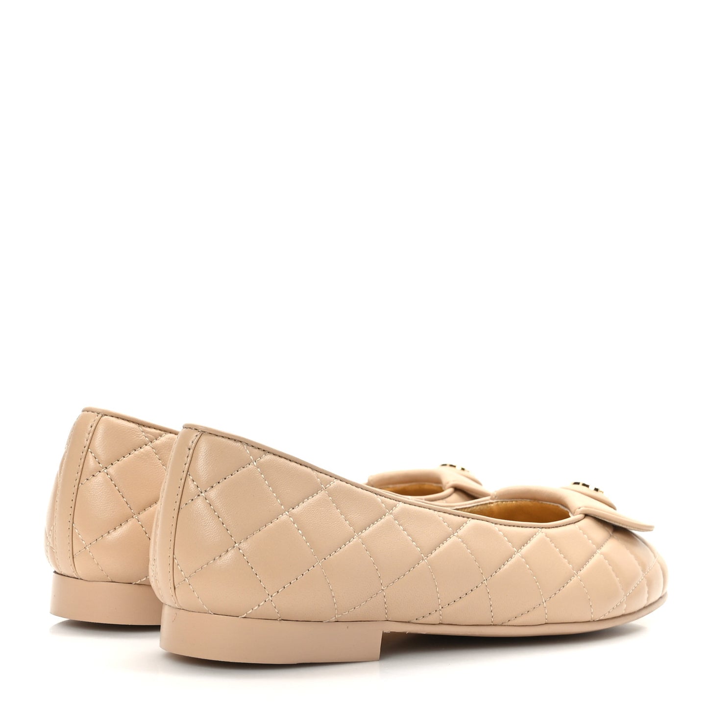 Lambskin Quilted CC Ballerina Flats 36 Light Beige