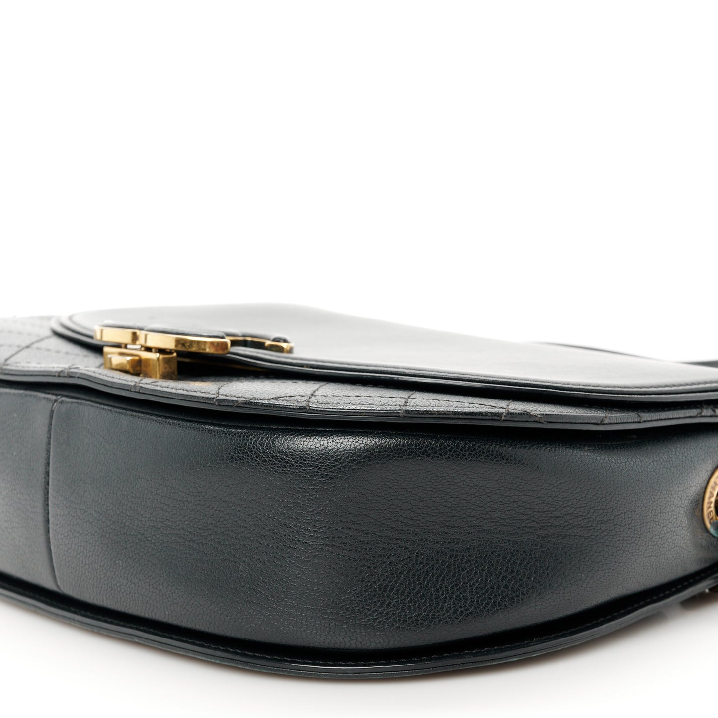 Shiny Calfskin Goatskin Quilted Medium Coco Curve Messenger Flap Black