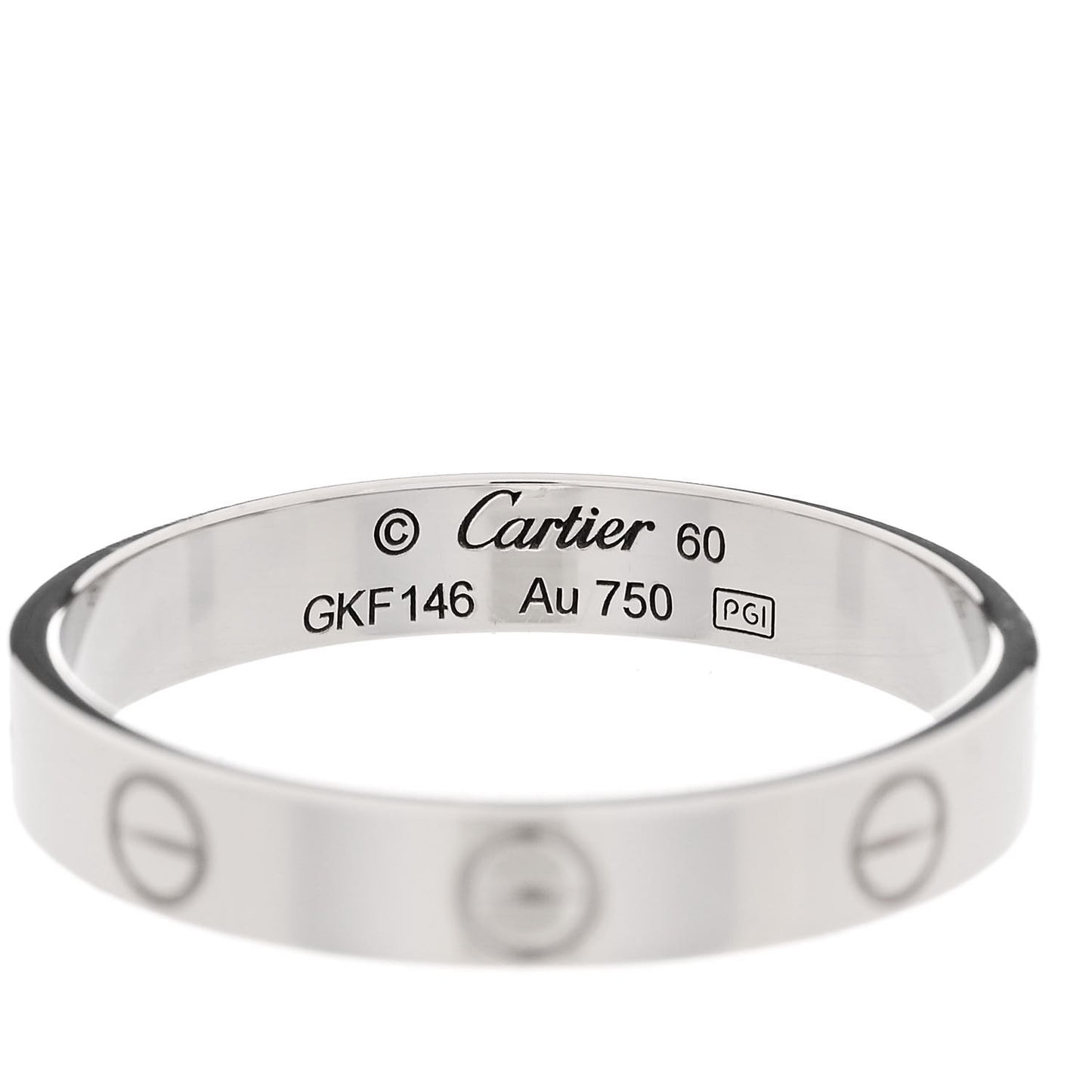 18K White Gold 3.5mm LOVE Wedding Band Ring 60 9