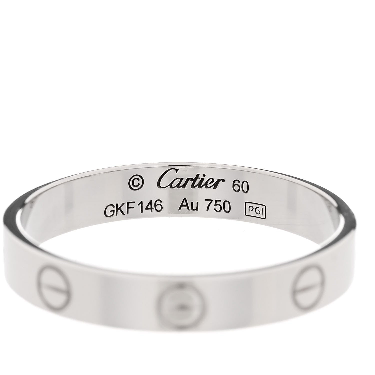 Cartier 18K White Gold 3.5mm LOVE Wedding Band Ring 60 9 4 of 6