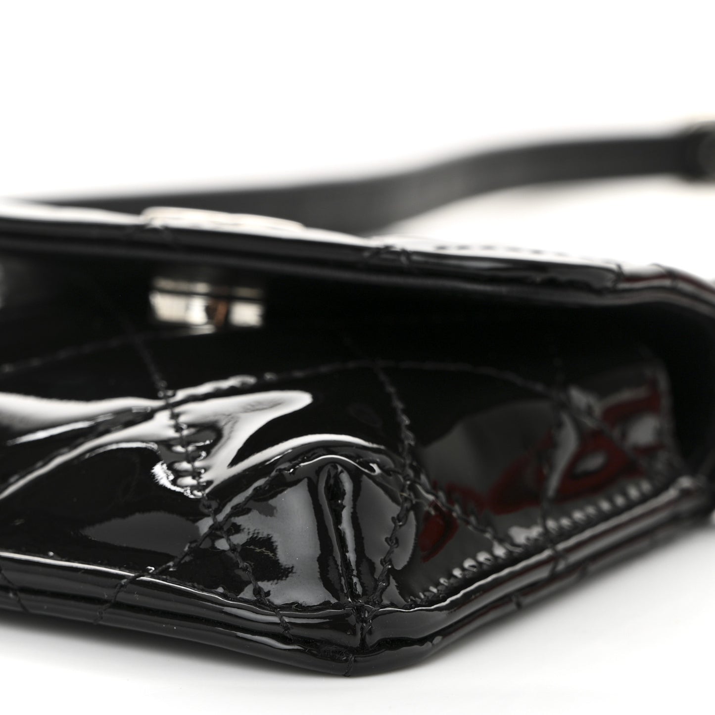 Patent Quilted Belt In Love Double Mini Flap Waist Bag Black Red