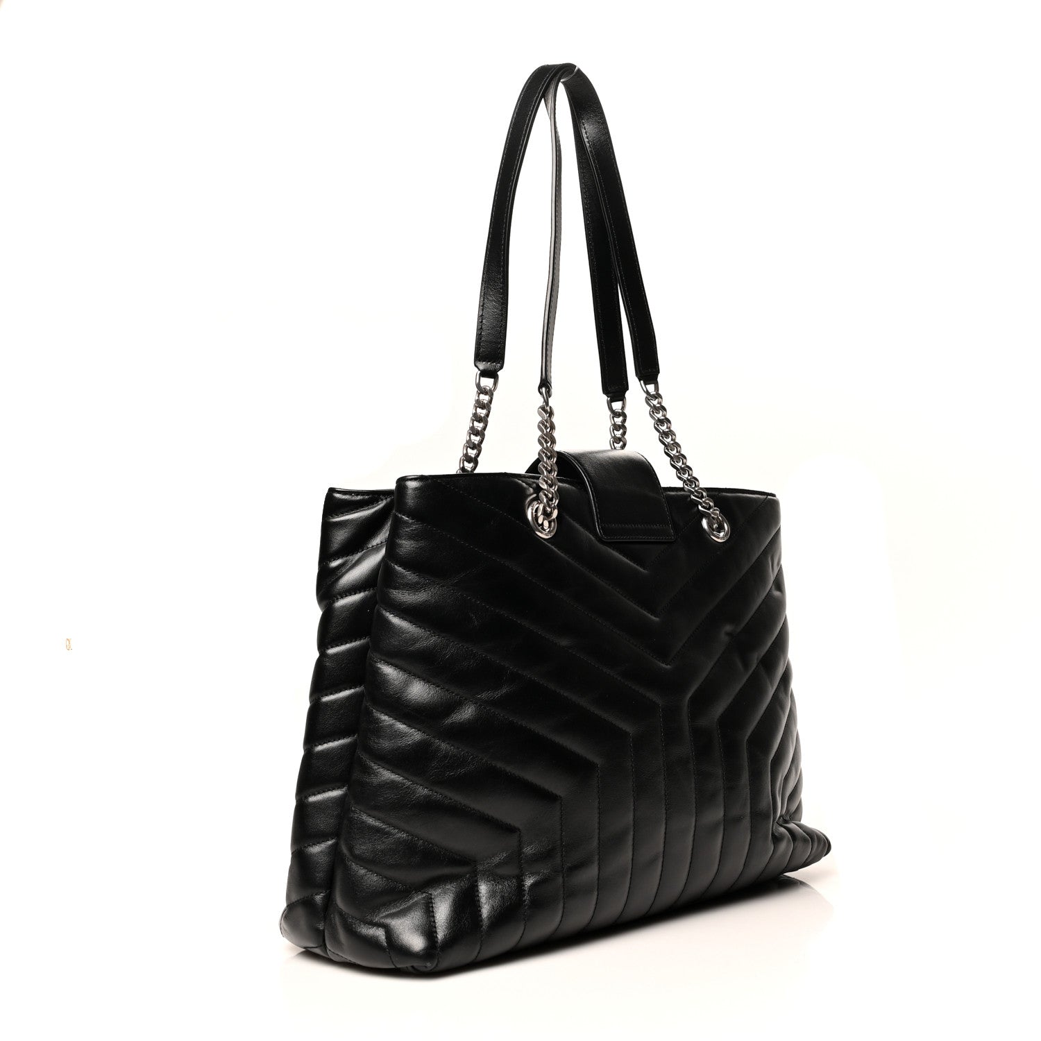Saint Laurent Calfskin Y Quilted Monogram Large Loulou Shopper Black 3 of 16