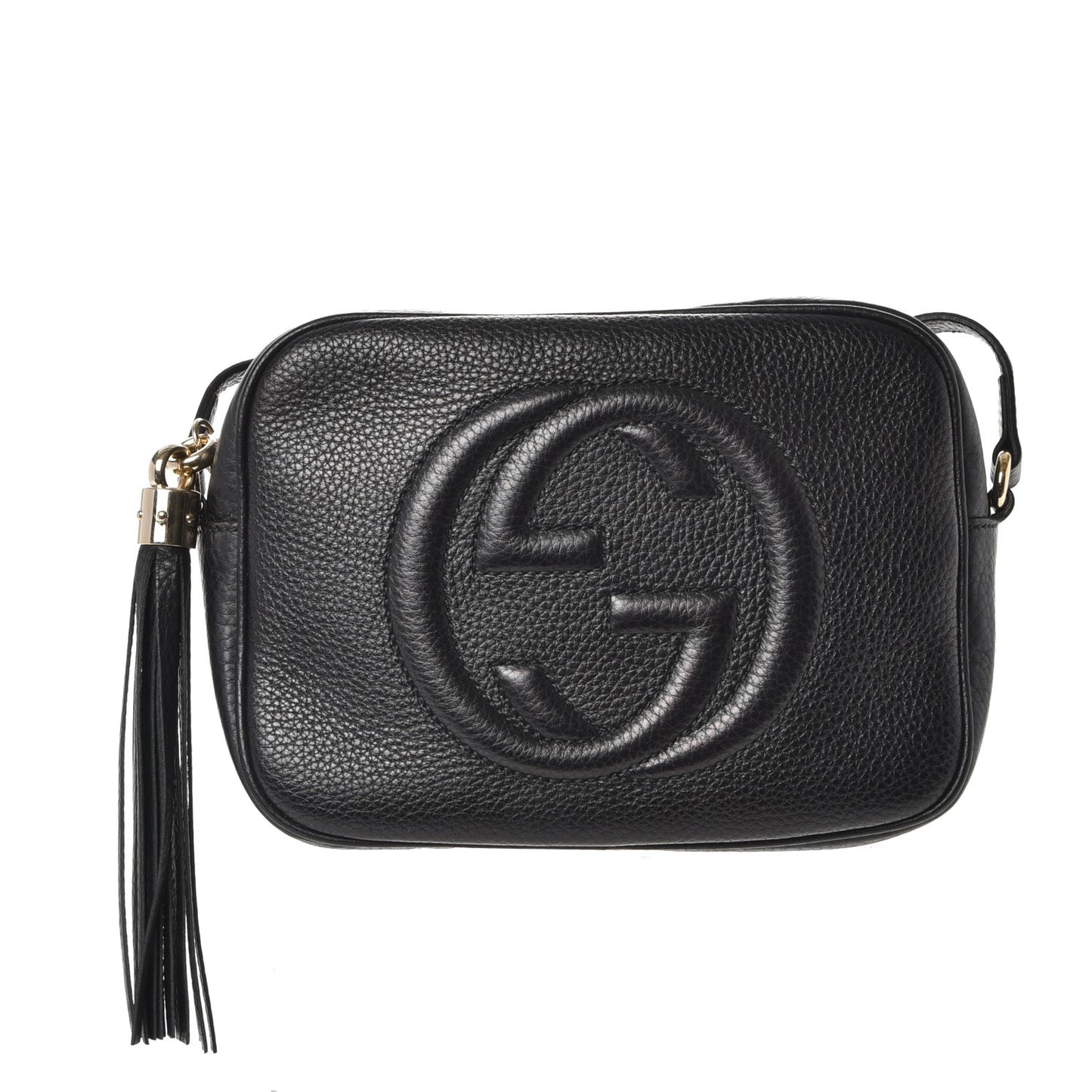 Pebbled Calfskin Small Soho Disco Bag Black