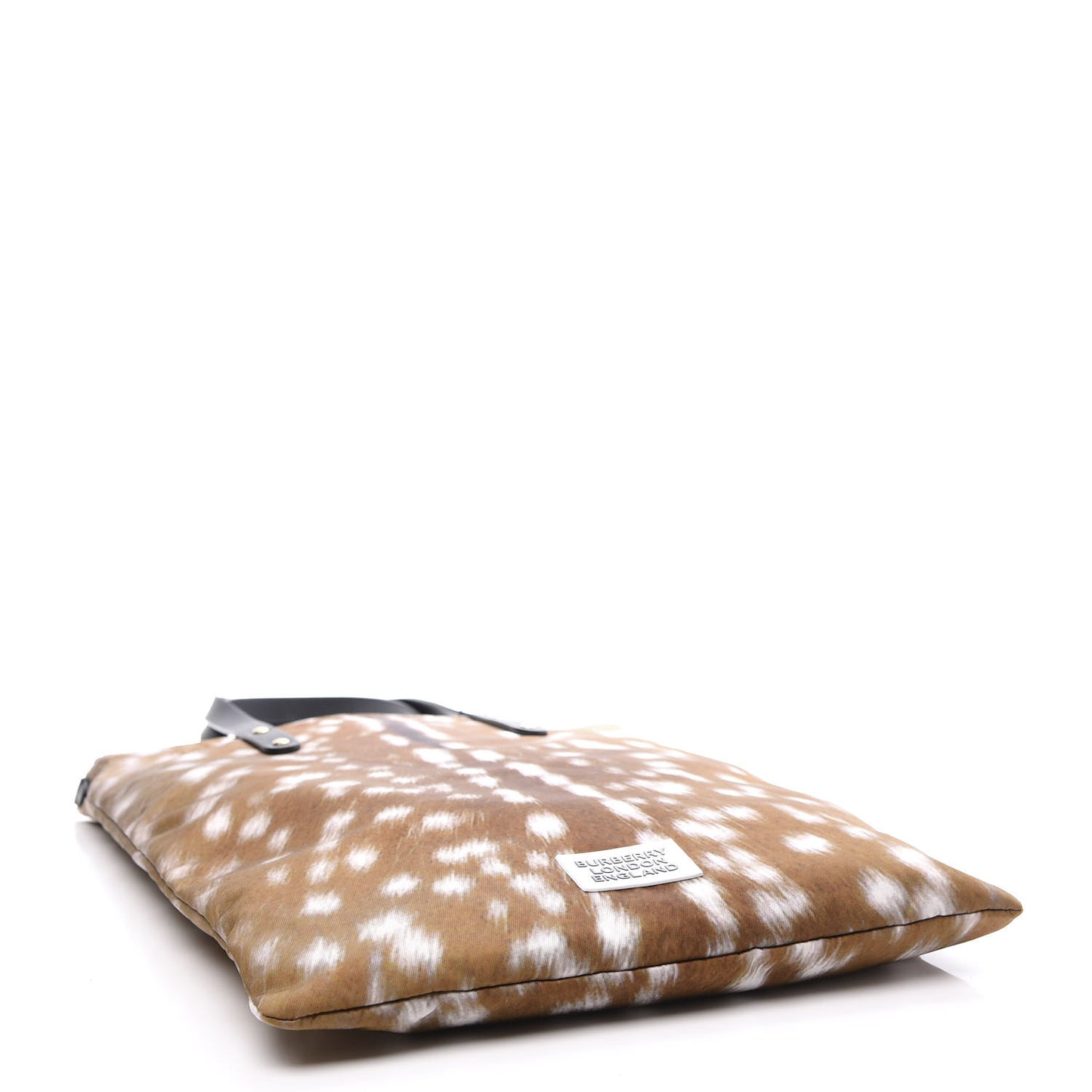 Nylon Deer Print Flat Tote Bag Black Brown
