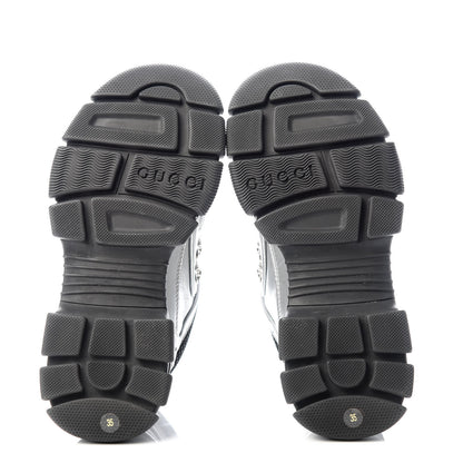 Gucci X SEGA Metallic Calfskin Mesh Womens Flashtrek Sneakers 35 Silver Black 6 of 10