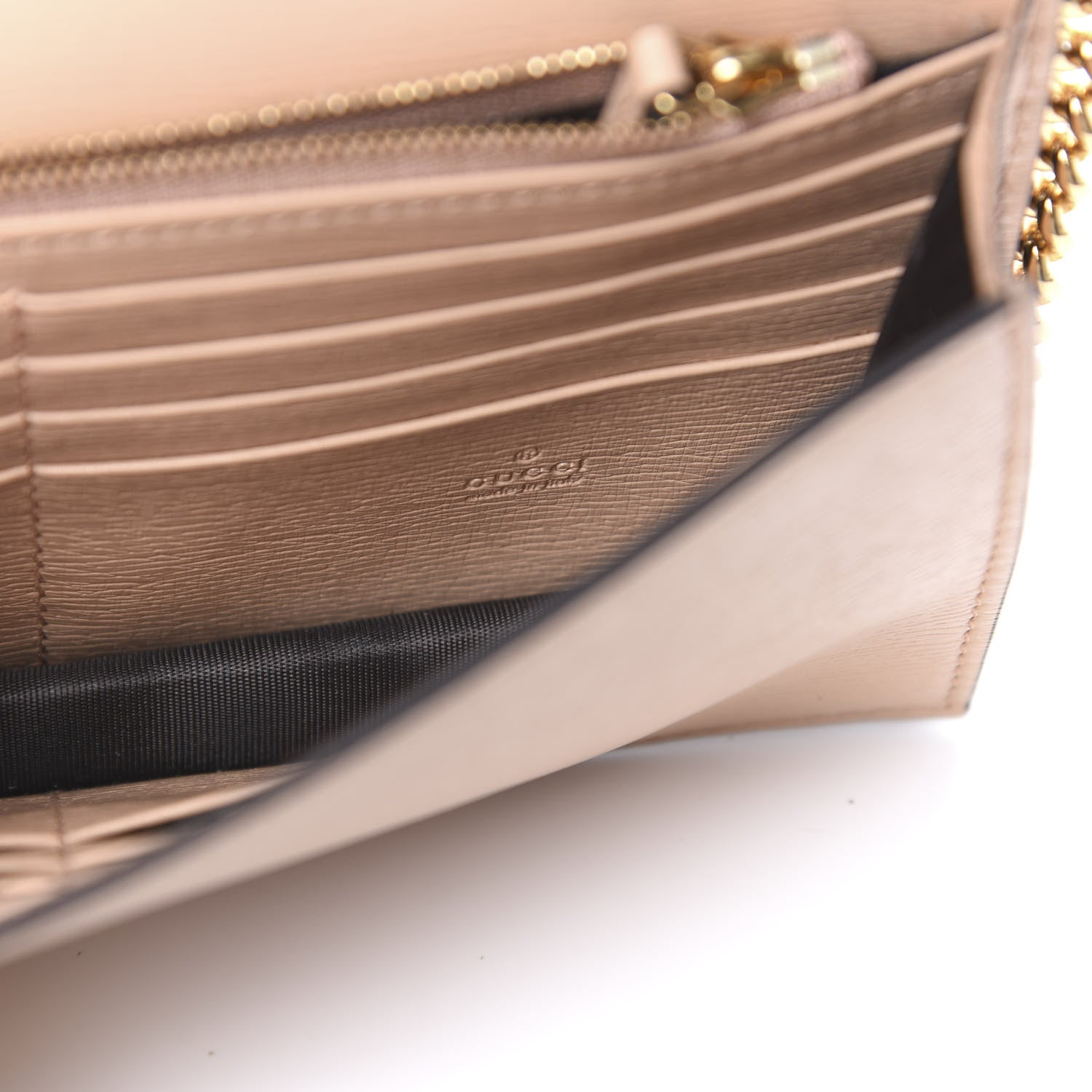 Gucci Textured Calfskin Icon Chain Wallet Pink Apricot 5 of 9