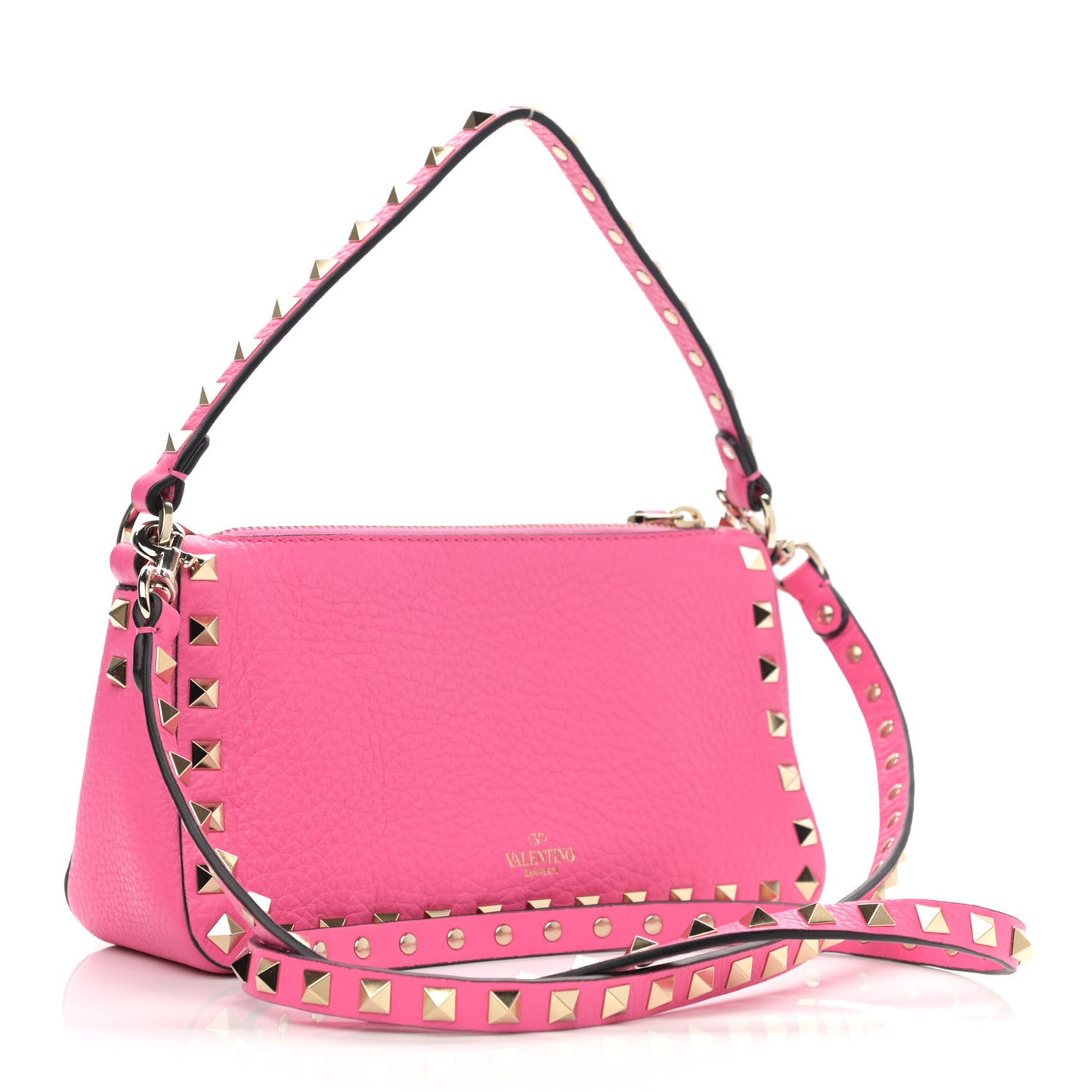 Pebbled Calfskin Small Rockstud Flip Lock Shoulder Bag Dawn Pink