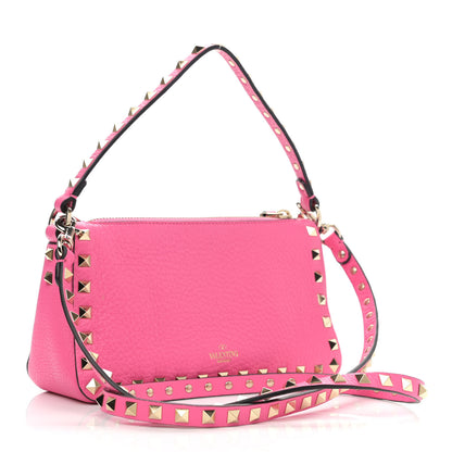 Valentino Garavani Pebbled Calfskin Small Rockstud Flip Lock Shoulder Bag Dawn Pink 3 of 9