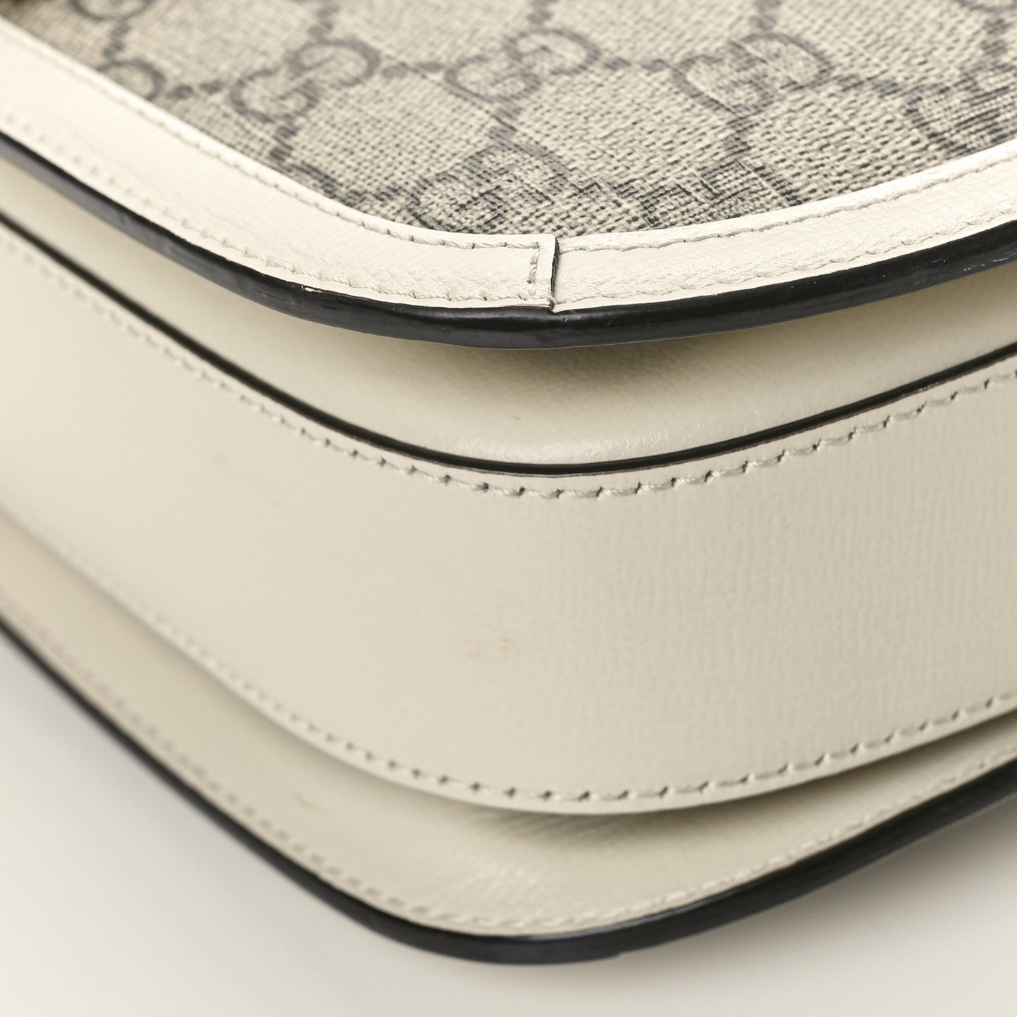 GG Supreme Monogram Horsebit 1955 Shoulder Bag Beige Mystic White