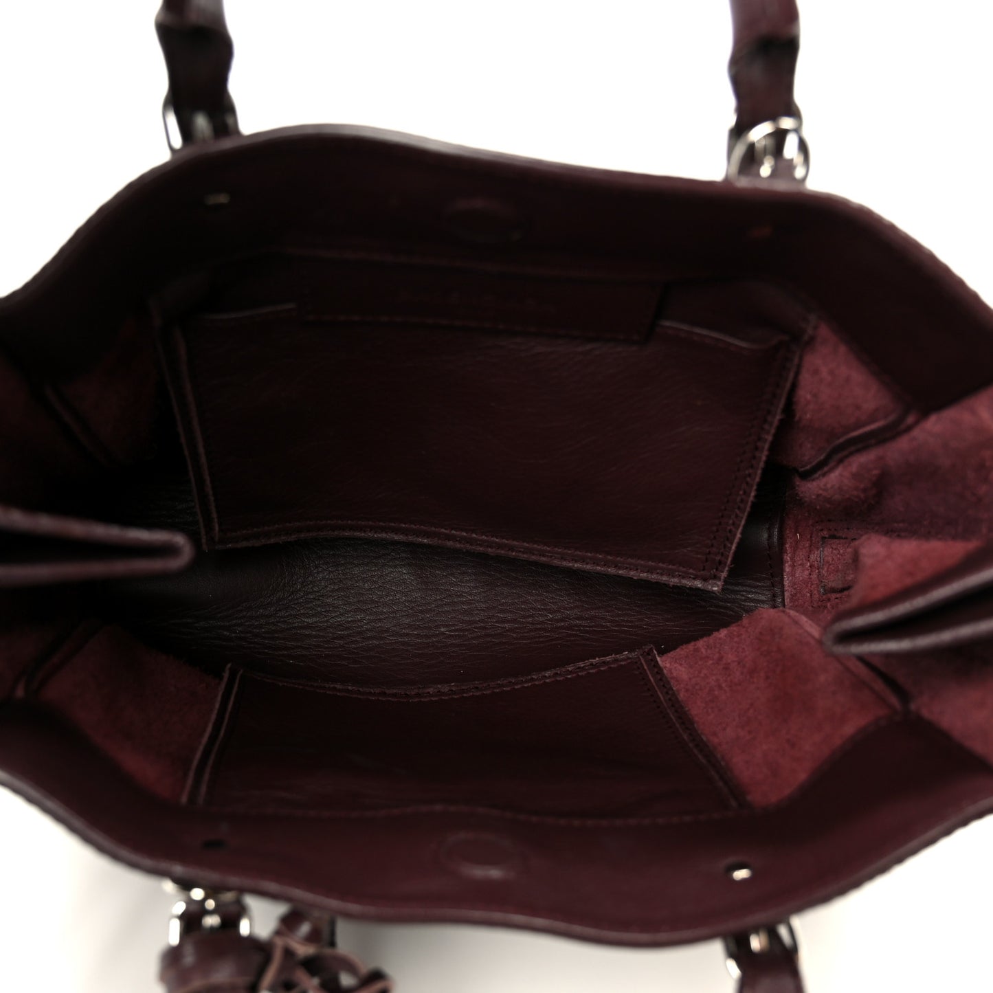 Calfskin Papier Mini A4 Zip Around Tote Rouge Aubergine