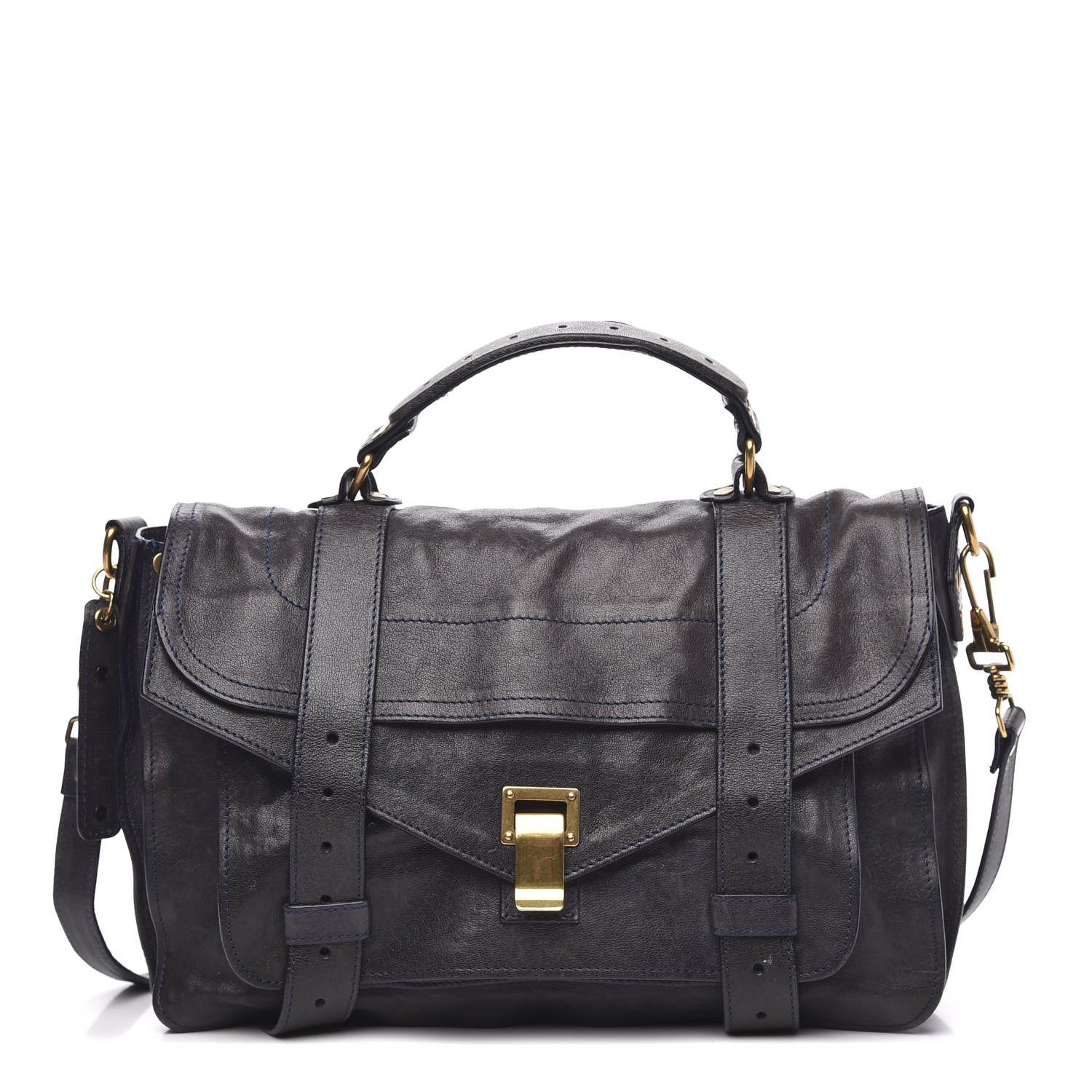 Proenza Schouler Lambskin Medium PS1 Satchel Navy 1 of 15