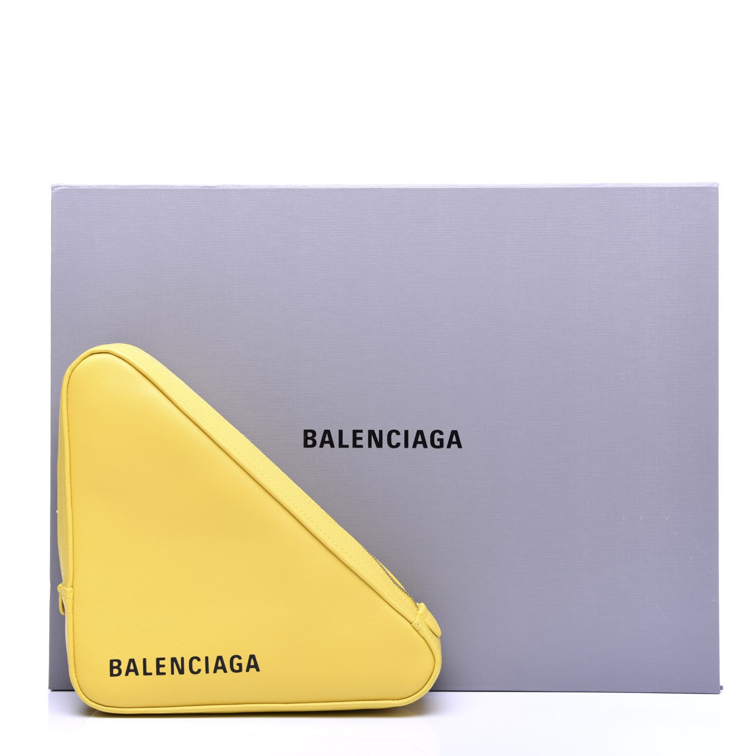 Balenciaga Shiny Day Calfskin Logo M Triangle Pouch Jaune Black 8 of 8