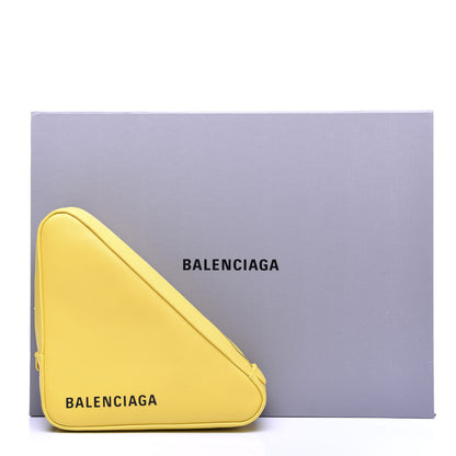 Balenciaga Shiny Day Calfskin Logo M Triangle Pouch Jaune Black 8 of 8