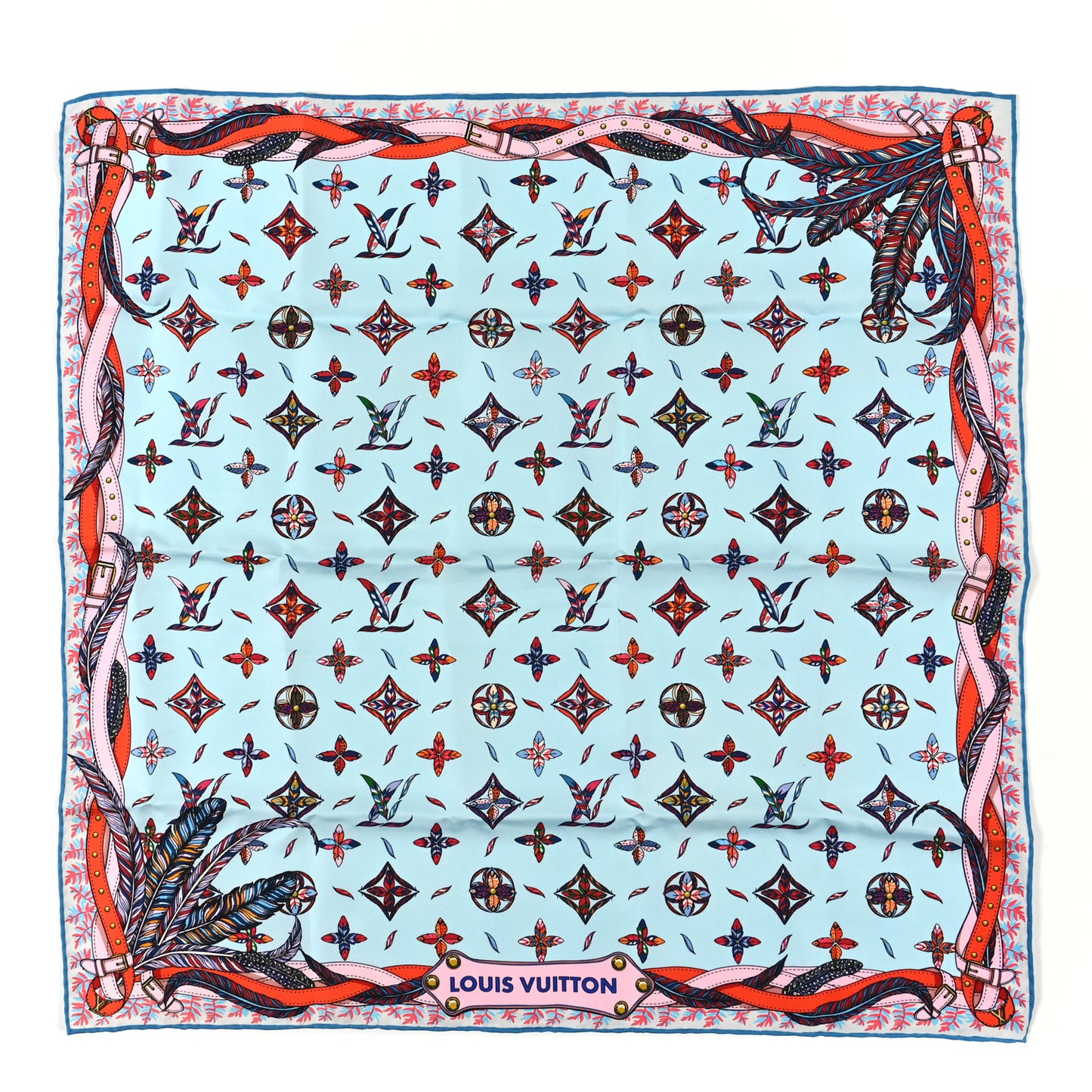 Silk Love Birds Square Scarf 70 Blue