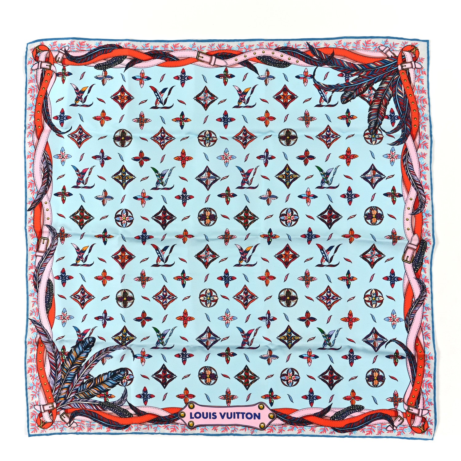 Louis Vuitton Silk Love Birds Square Scarf 70 Blue 1 of 3