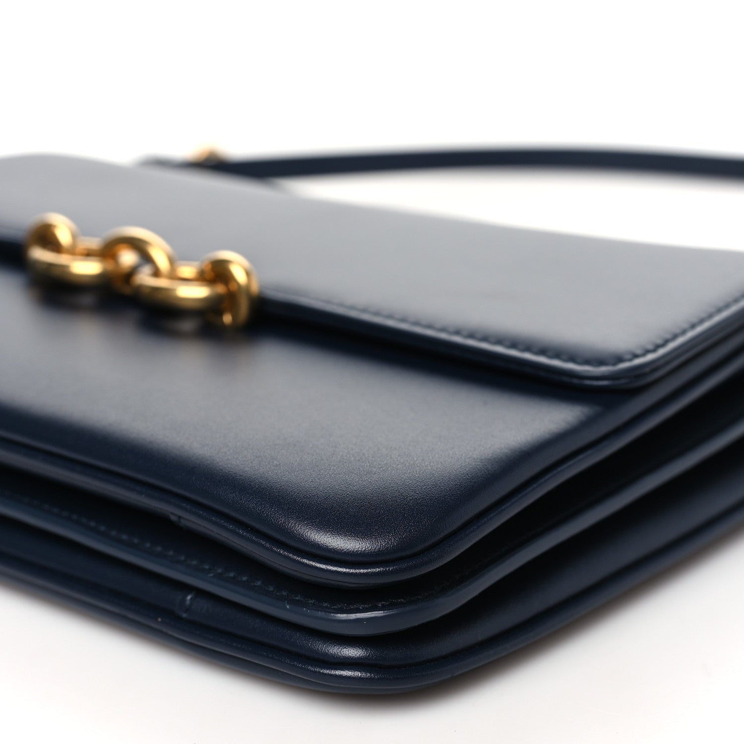 Saint Laurent Smooth Calfskin Le Maillon Satchel Deep Marine 10 of 10