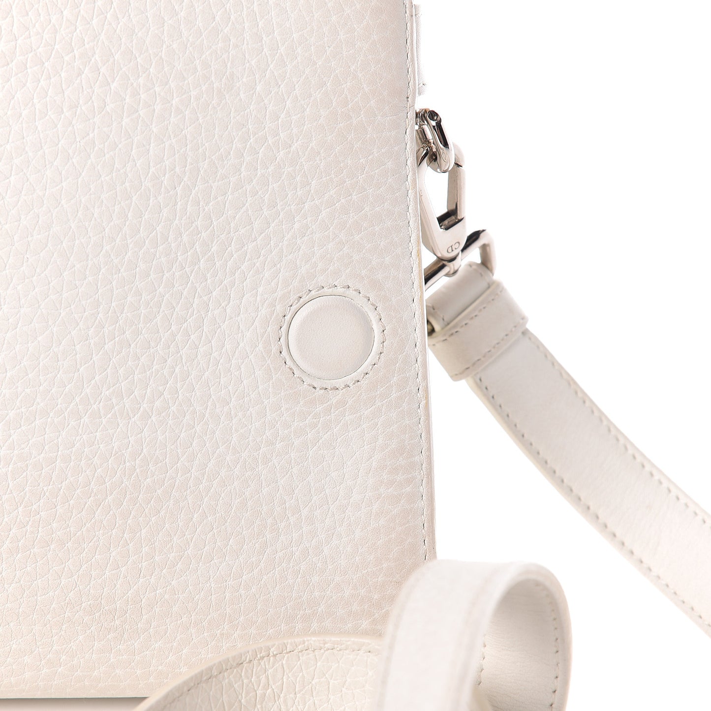 Grained Calfskin Mini Diorever Flap White