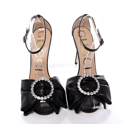 Gucci Nappa Ilse Pleated Bow Sandals 35 Black 5 of 9