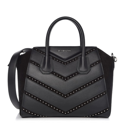 Givenchy Calfskin Suede Small Studded Chevron Antigona Black 1 of 10